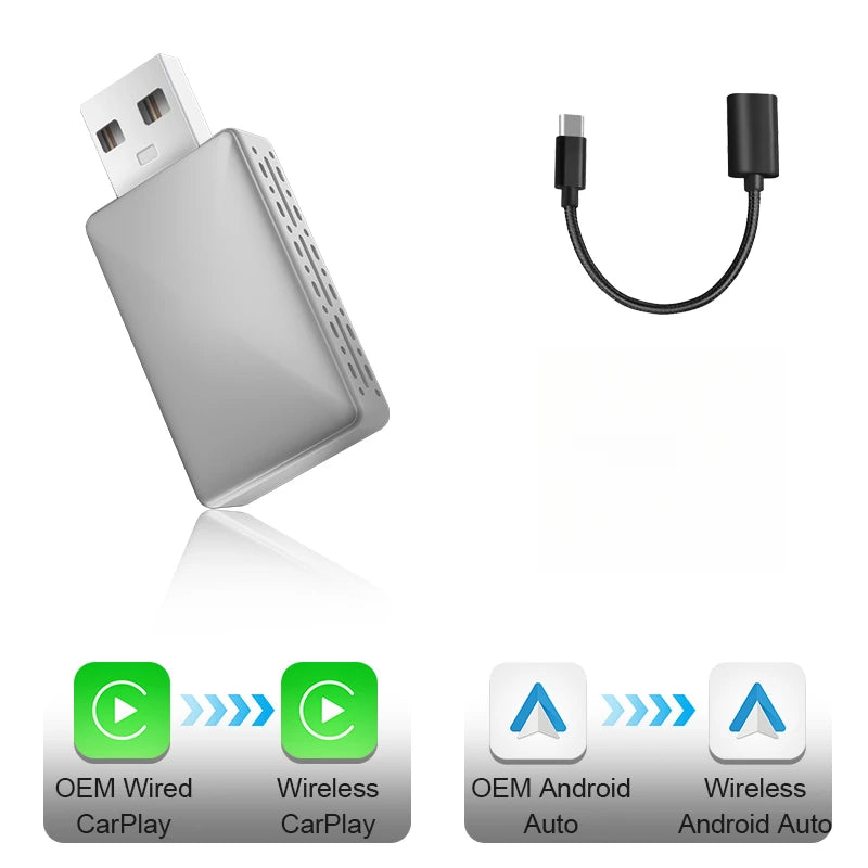 Carplay Android Auto Wireless Adapter Car Intelligent Systems Tools Cars Accessories Wired To Wireless Carplay Wireless Adapter