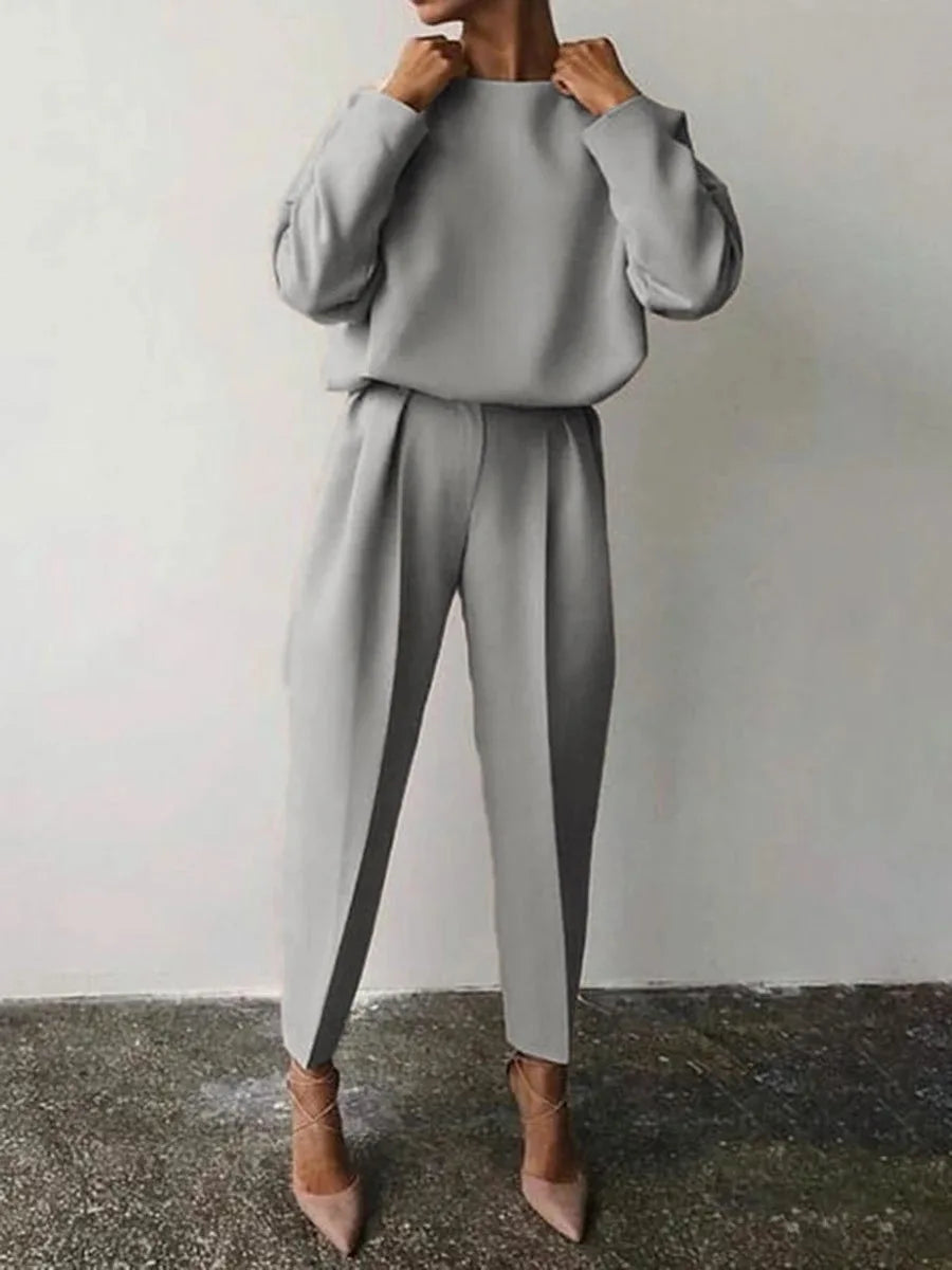 2025 Women's Suits Spring Loose Long Sleeve Casual Clothing Set Fashion White 2 Piece Set Trousers Top Women Suits Streetwear