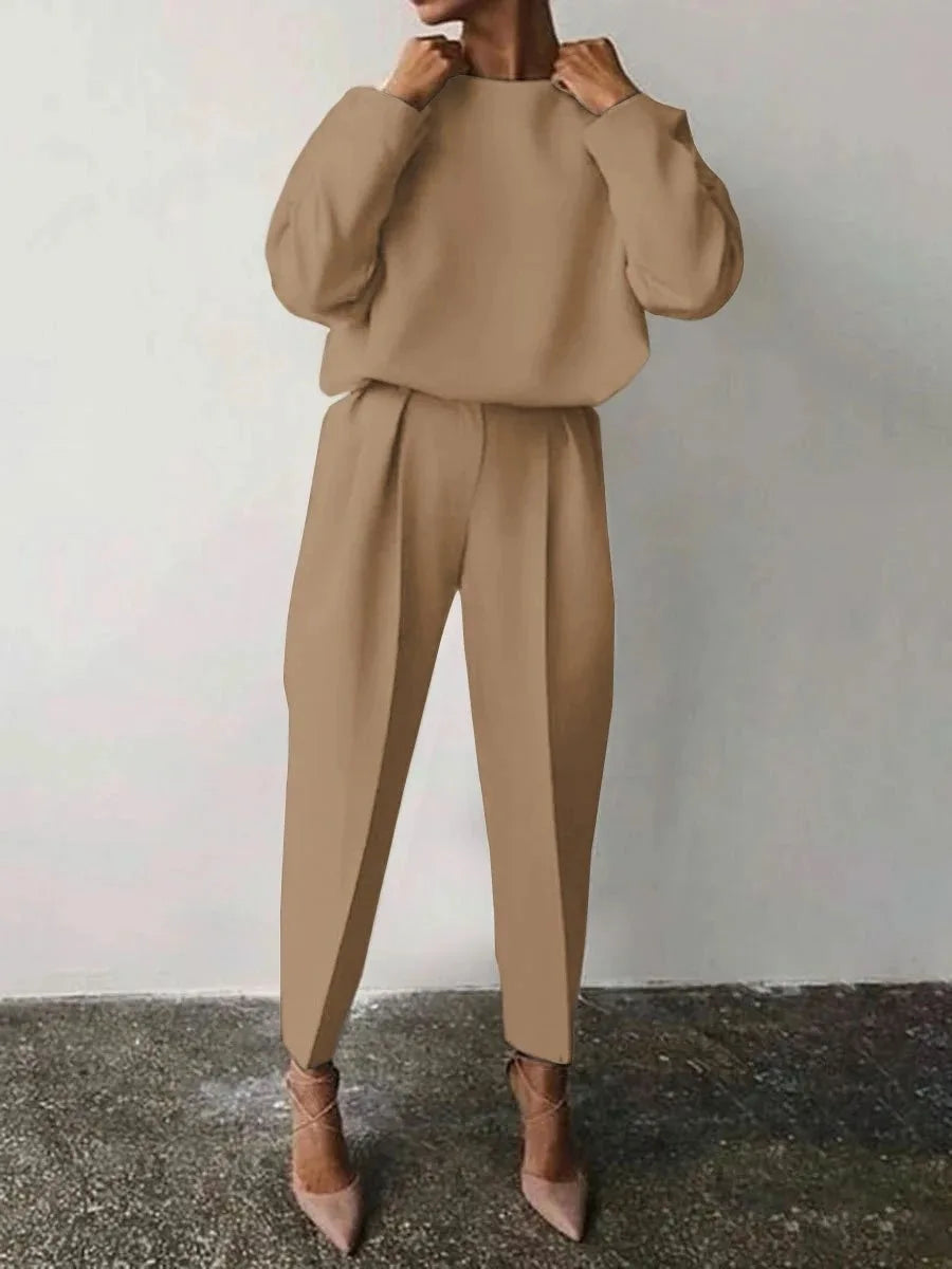 2025 Women's Suits Spring Loose Long Sleeve Casual Clothing Set Fashion White 2 Piece Set Trousers Top Women Suits Streetwear