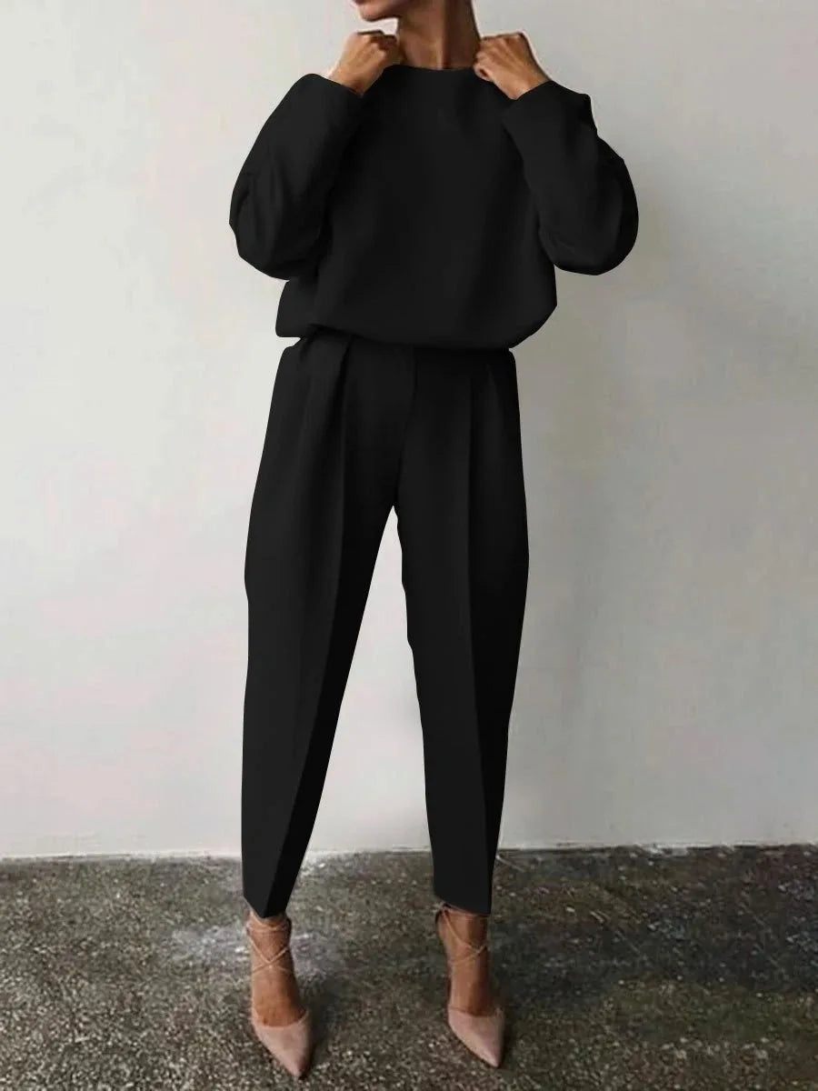 2025 Women's Suits Spring Loose Long Sleeve Casual Clothing Set Fashion White 2 Piece Set Trousers Top Women Suits Streetwear