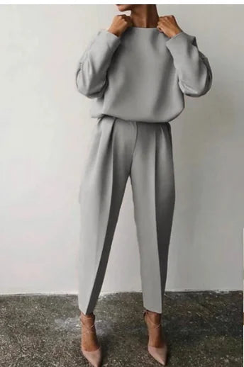 2025 Women's Suits Spring Loose Long Sleeve Casual Clothing Set Fashion White 2 Piece Set Trousers Top Women Suits Streetwear
